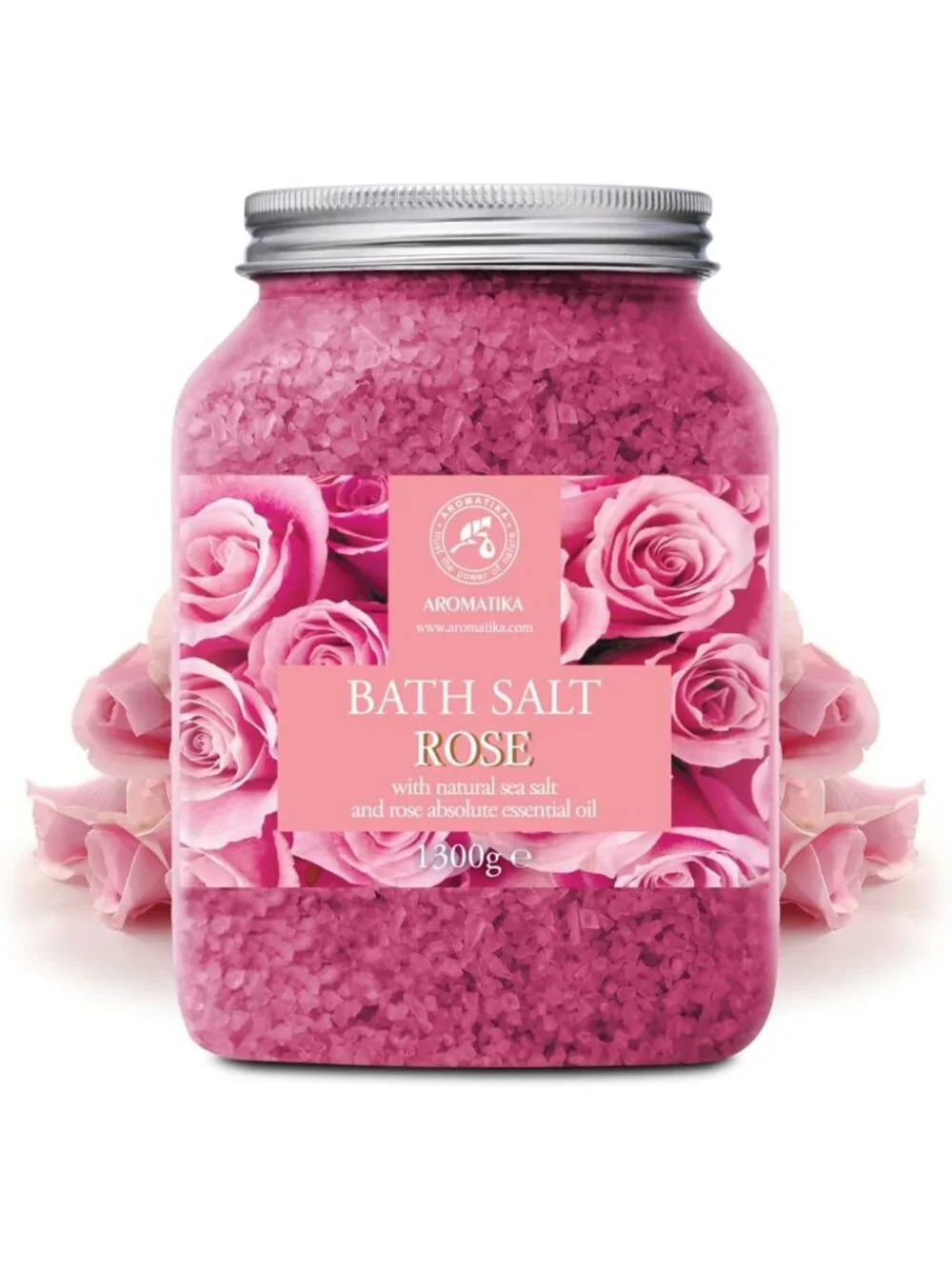 Natural Rose Bath Salts 46 Oz – Spa Essential with Rosewood Oil & Skin Care